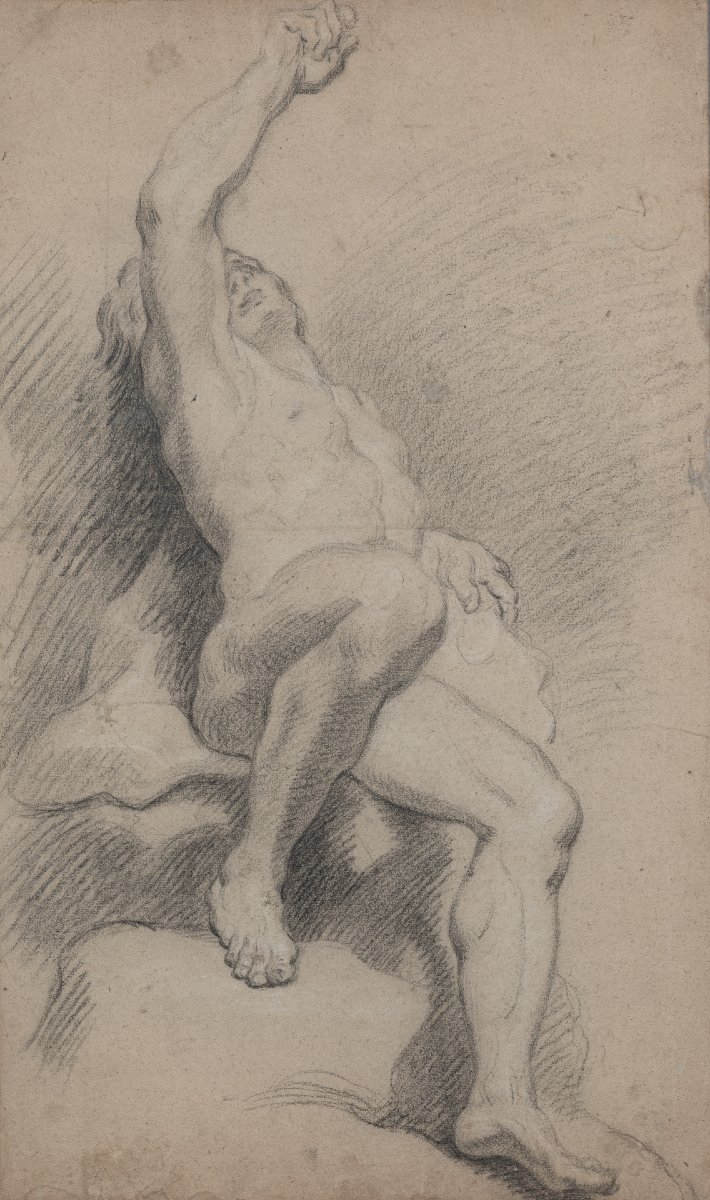 18th Century French School - Academy Drawing Of A Man-photo-2