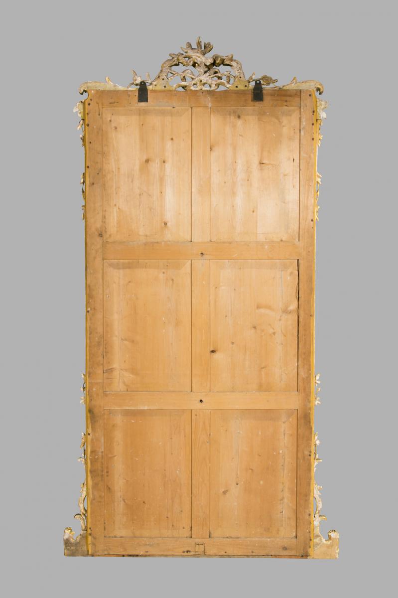 Grande Paire De Miroirs En Bois Dorés-photo-4