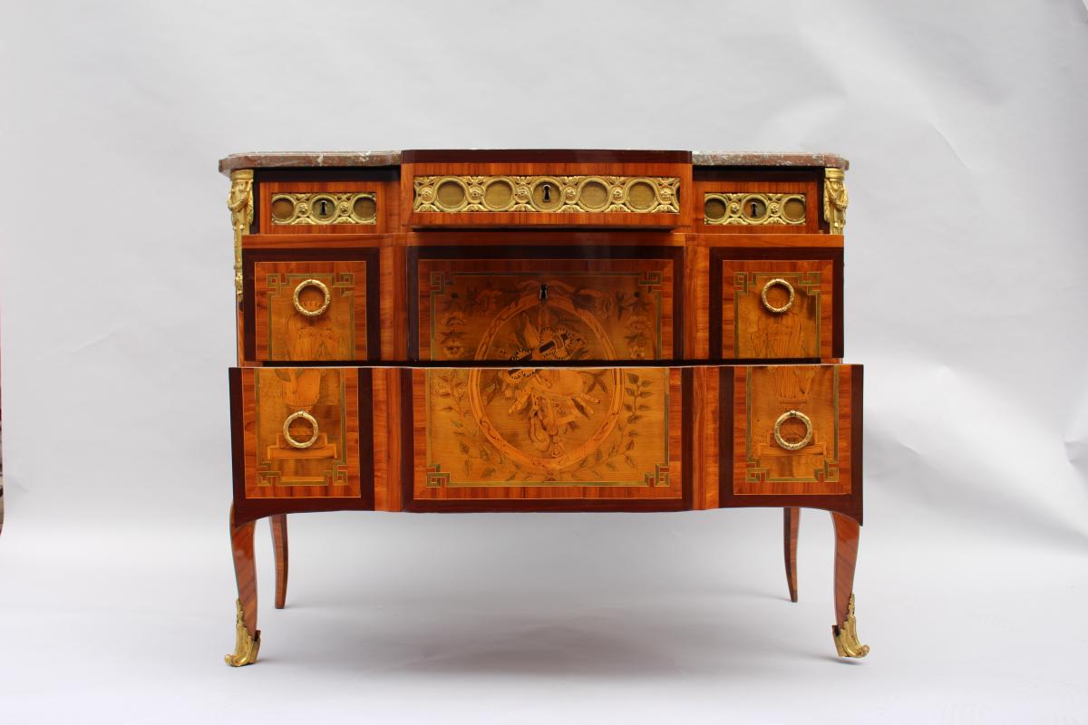 Commode d'époque Transition Estampillé Par Jean Baptiste Vassou-photo-1
