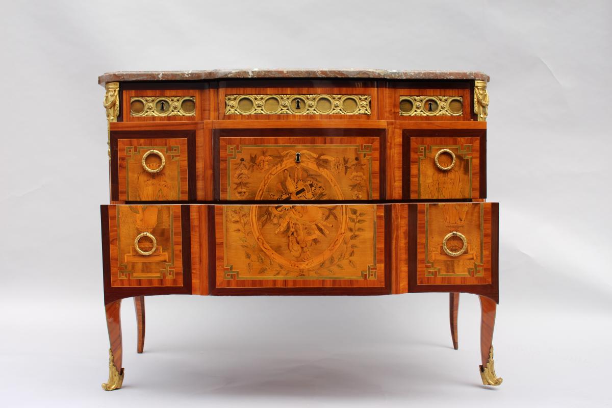 Commode d'époque Transition Estampillé Par Jean Baptiste Vassou-photo-2