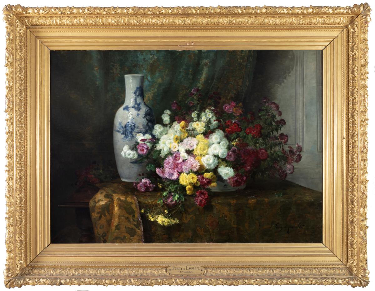Nature Morte Aux Fleurs Et Vase Chinois - Furcy De Lavault (1847-1915)