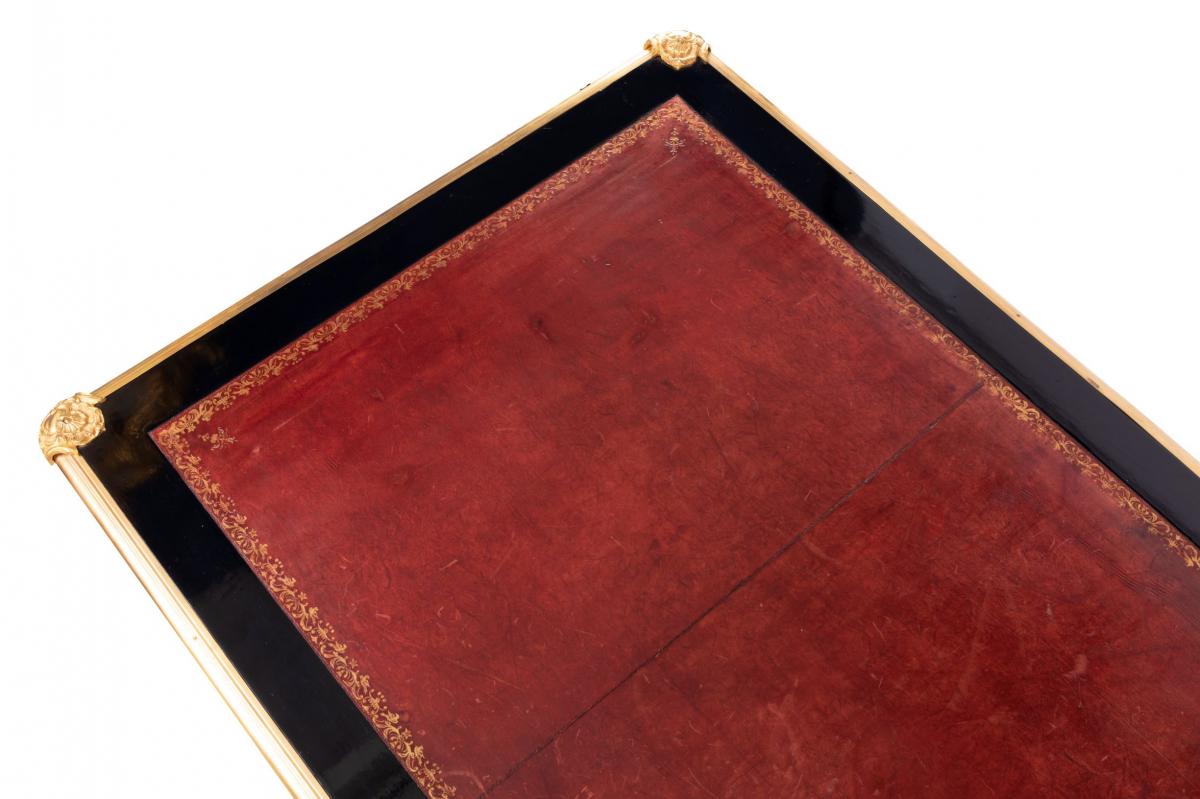 Grand Bureau Double Face se style Louis XV En Laque Noir-photo-3