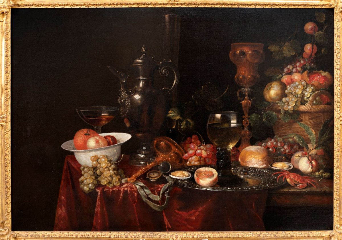 Nature Morte Du XVIIe Attribuée à Alexandre Coosemans (1627-1689)-photo-3