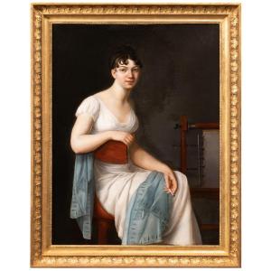 Creuzé Clémentine (1781-1862) - Portrait d'Une Jeune Femme Tisserande