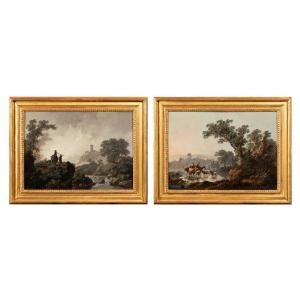 Jean Pillement (1728-1808) - Paire De Paysages