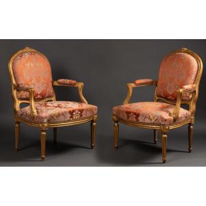 Pair Of Armchairs Of Late Louis XV Period - Arround 1770