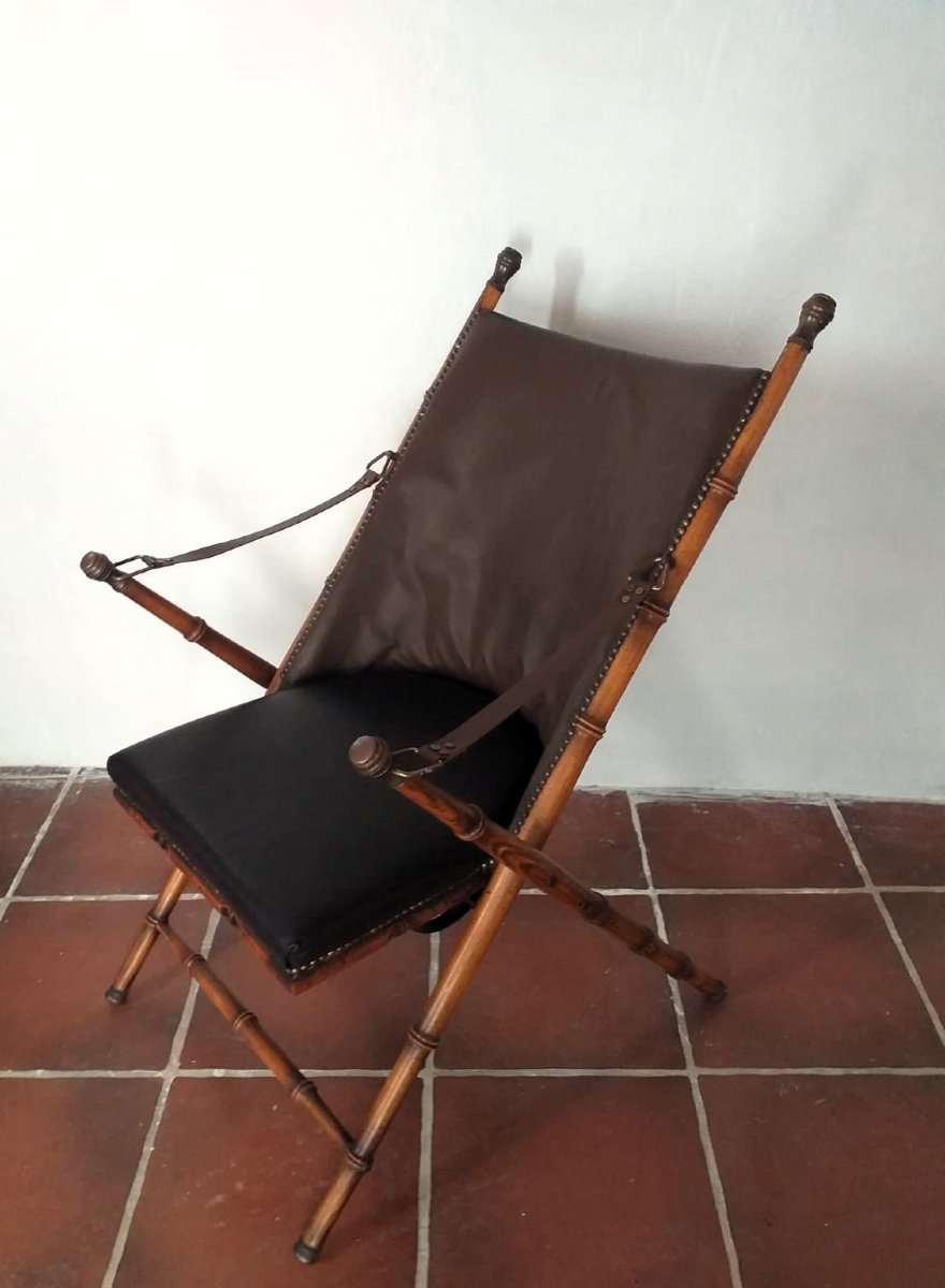 Vintage Folding Chair In Imitation Bamboo-photo-2