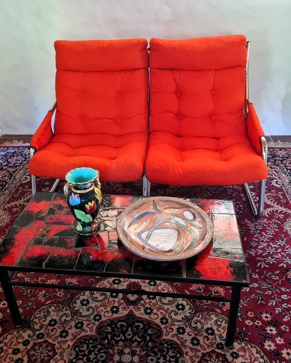 Canapé Gillis Lundgren pour Ikea 1970 orange-photo-2