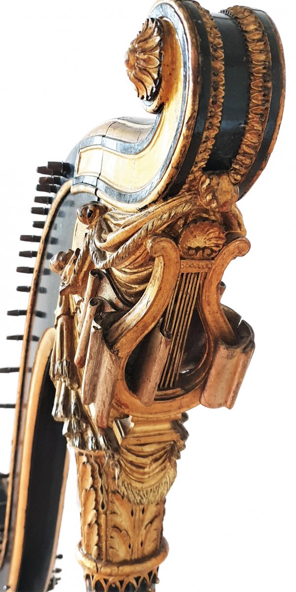 Harp In Carved Golden Wood Signed Lepine In Paris-photo-3