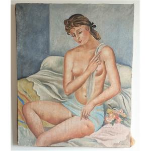 20th Century Female Nude Painting Oil On Canvas