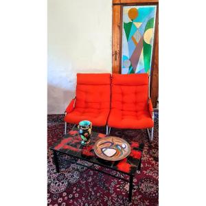 Canapé Gillis Lundgren pour Ikea 1970 orange