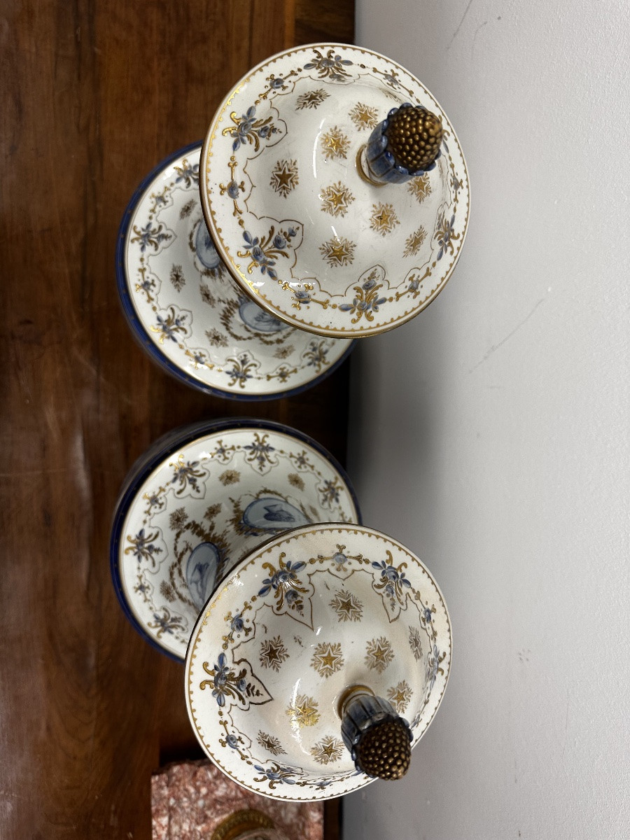 Paire de grands vases en porcelaine de France – Style Louis XVI – Fin XIXe siècle-photo-2