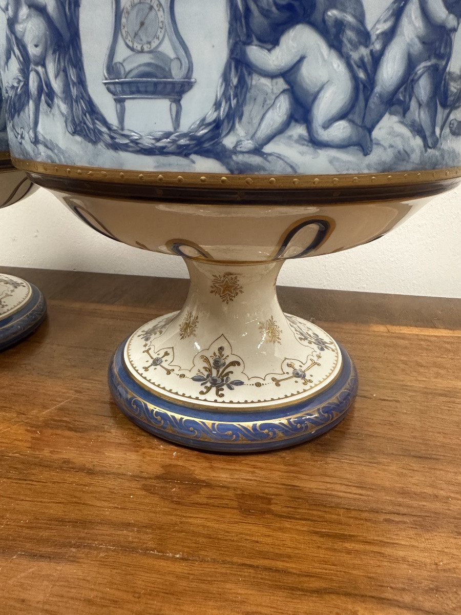 Paire de grands vases en porcelaine de France – Style Louis XVI – Fin XIXe siècle-photo-5