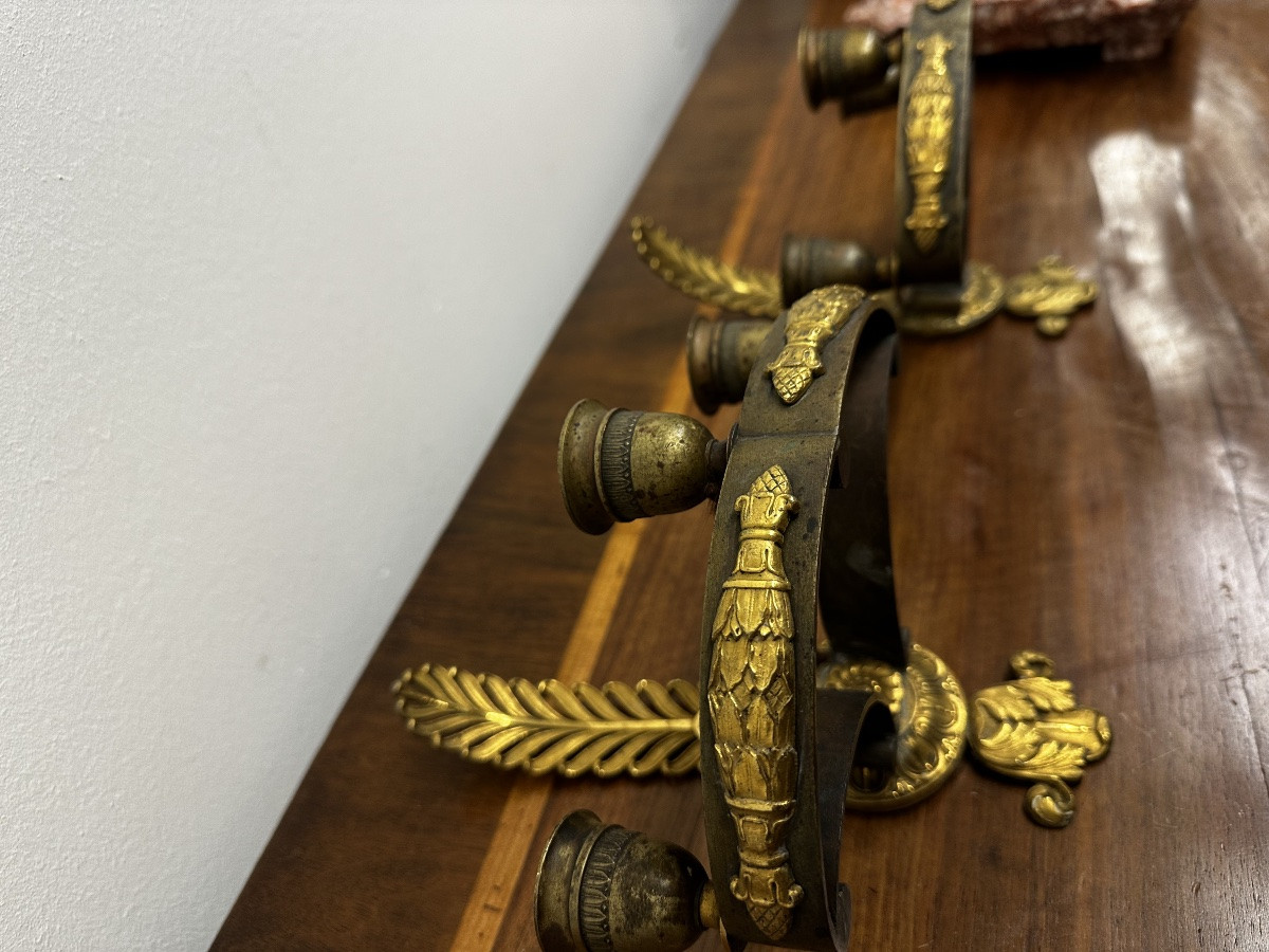 Paire d’appliques murales en bronze doré – Style Empire – Début XIXe siècle-photo-4