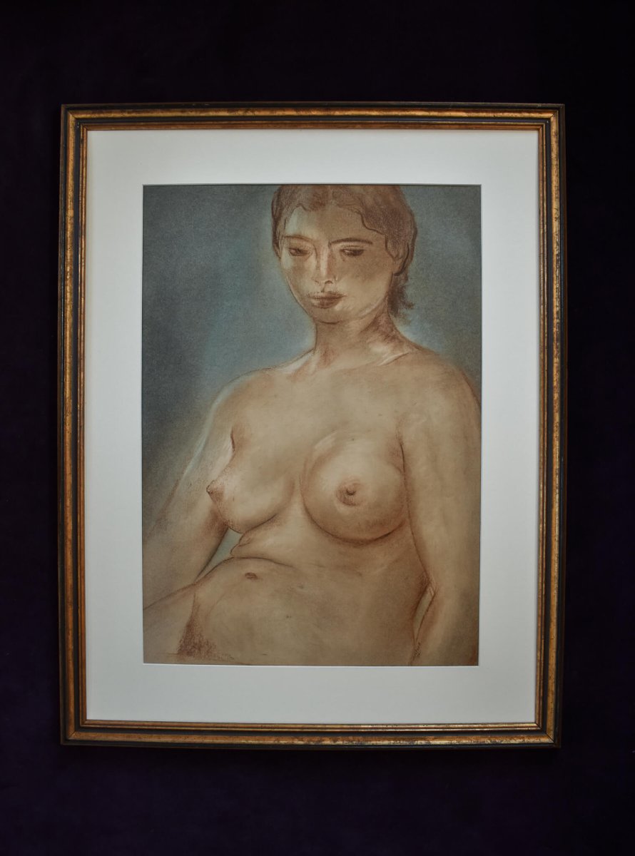Louis Muhlstock - Femme nue assise-photo-3