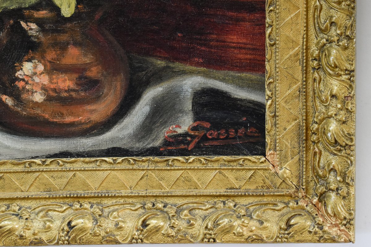 Still Life Flowers And Devil Mask -  Signed Gassee-photo-5