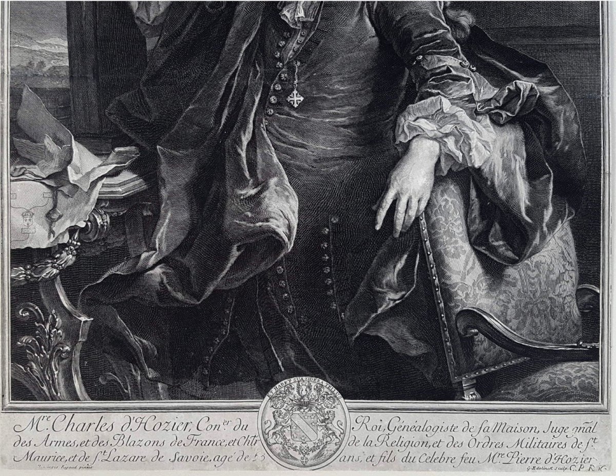 Gérard Edelinck - Portrait Of Charles d'Hozier After Rigaud-photo-1