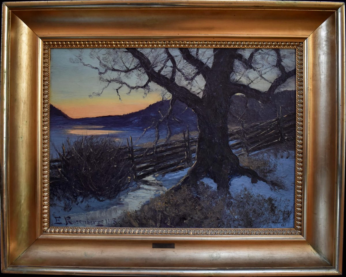 Edvard Rosenberg - Paysage crépusculaire d'hiver-photo-2