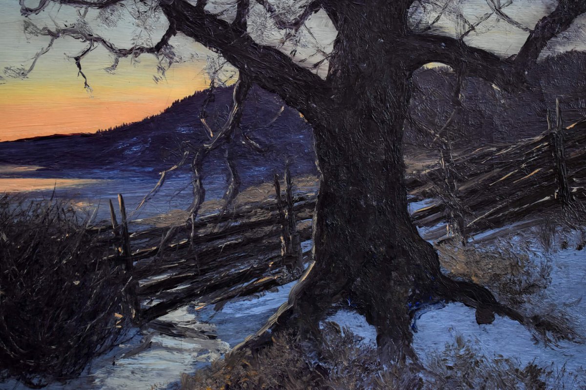 Edvard Rosenberg - Paysage crépusculaire d'hiver-photo-4