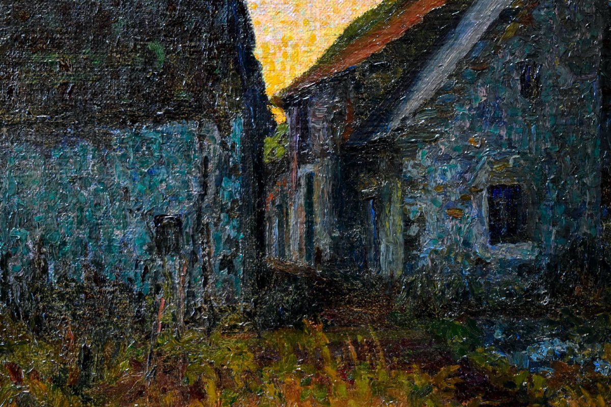 Henri Laigneau - Ferme au coucher du soleil-photo-2