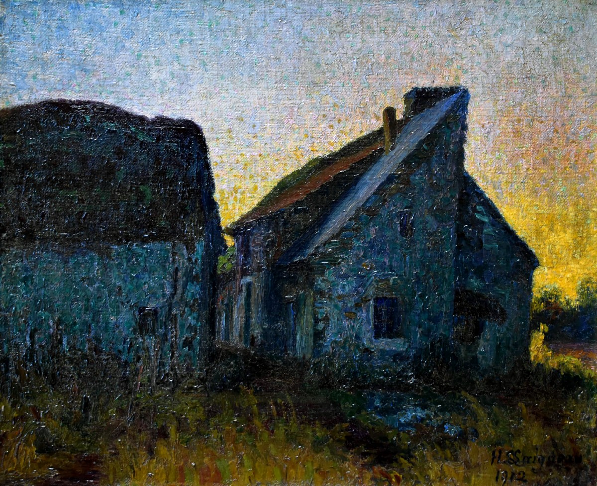 Henri Laigneau - Ferme au coucher du soleil