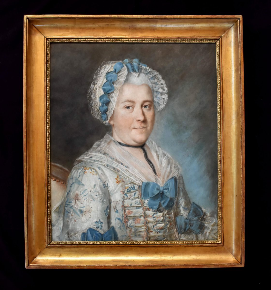 French School 18th Century - Portrait Of A Quebec Woman-photo-3