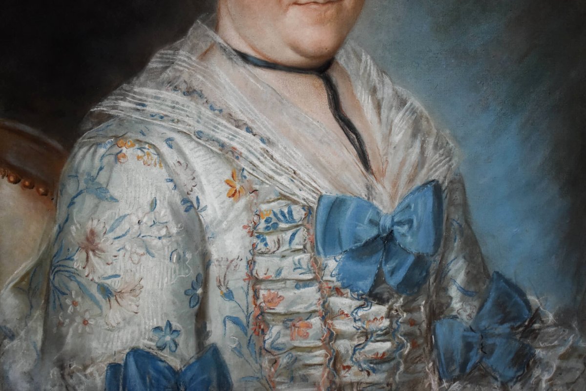 French School 18th Century - Portrait Of A Quebec Woman-photo-4