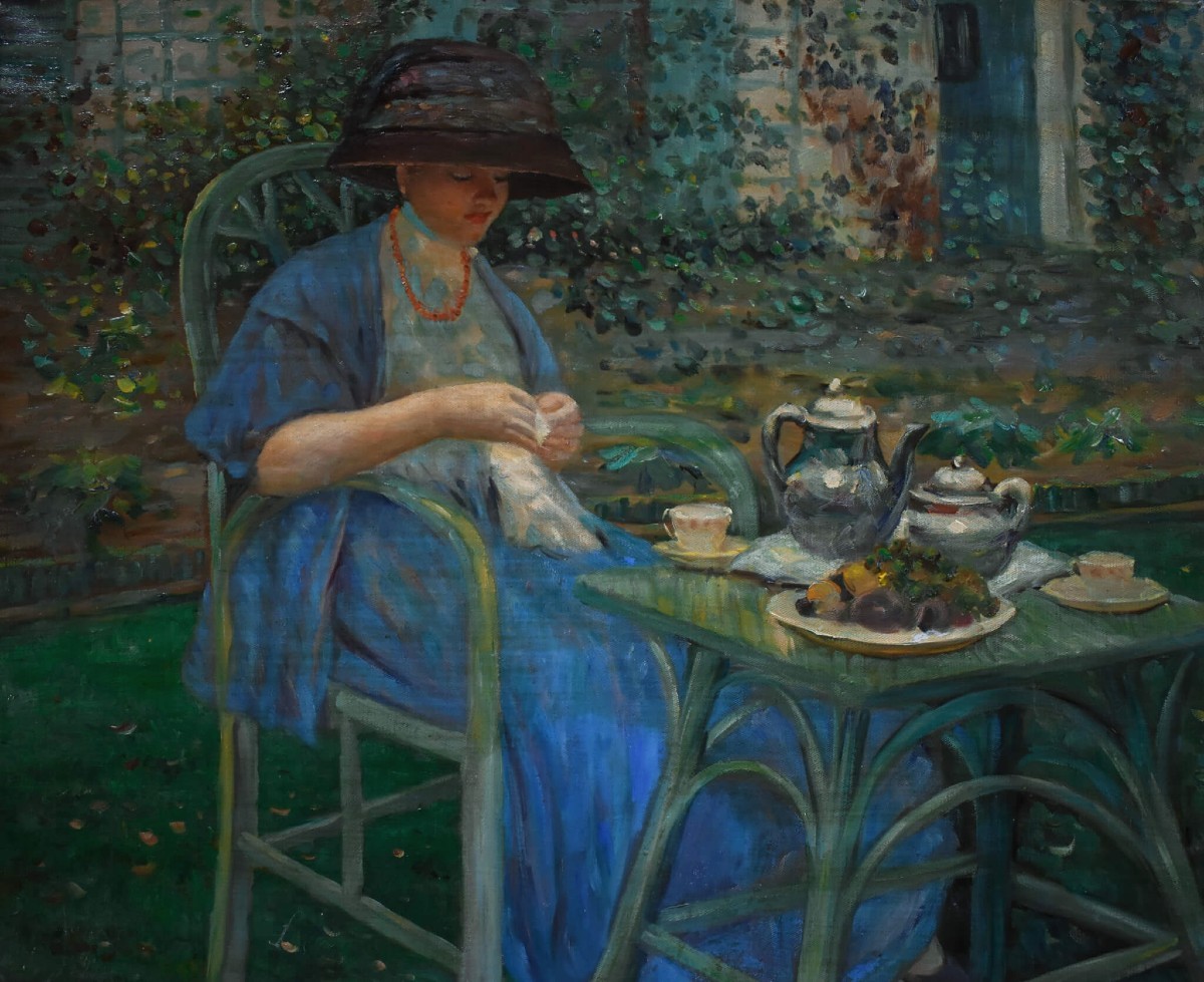 Petit-déjeuner au jardin – D'après Frieseke, École française