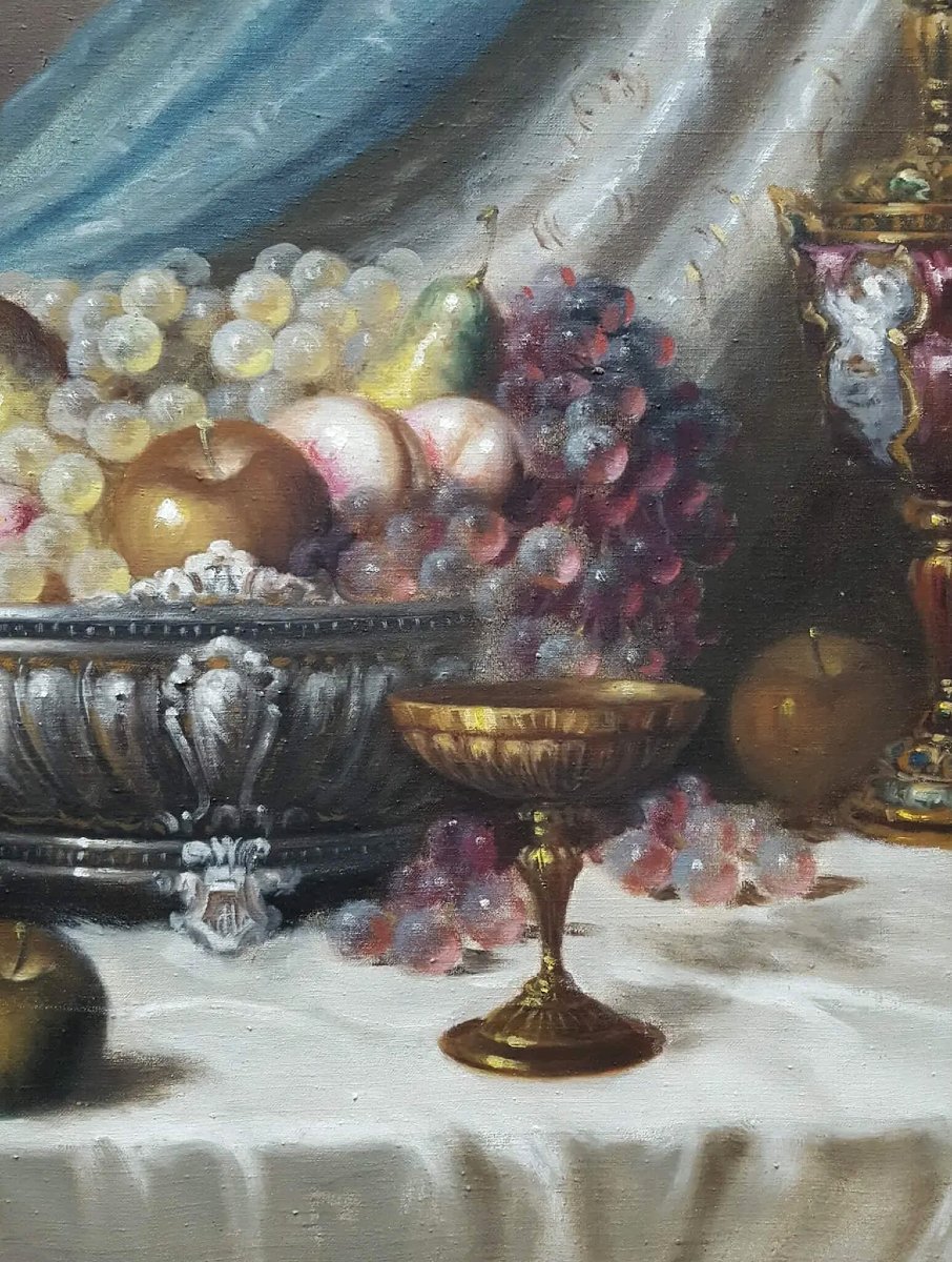 Béla Balogh - Nature Morte Avec Fleurs, Fruits Et Coupes-photo-1