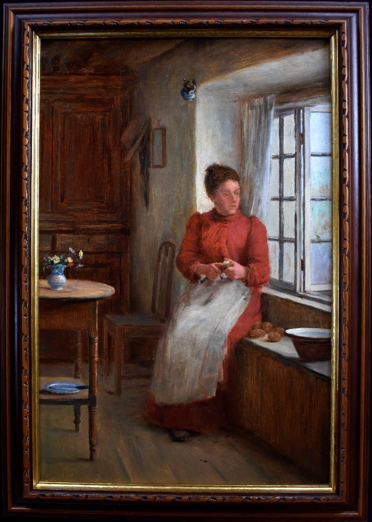 William Eadie - Woman Peeling Potatoes At The Window-photo-2