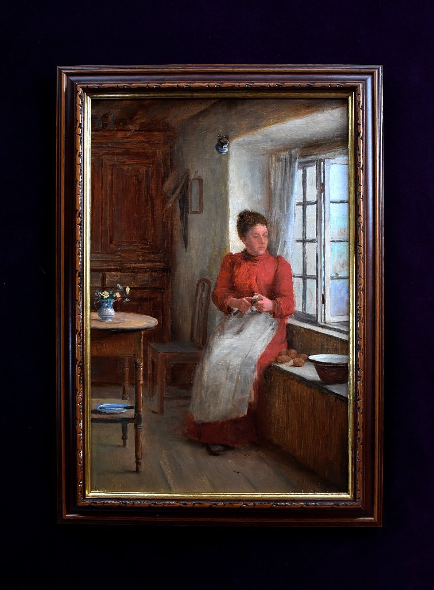 William Eadie - Woman Peeling Potatoes At The Window-photo-3