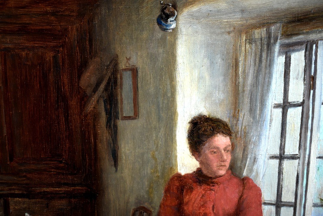 William Eadie - Woman Peeling Potatoes At The Window-photo-4