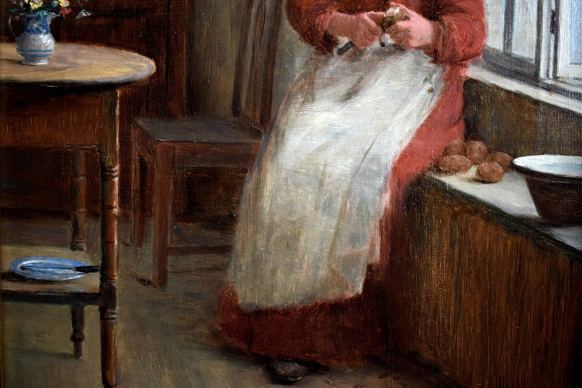 William Eadie - Woman Peeling Potatoes At The Window-photo-3