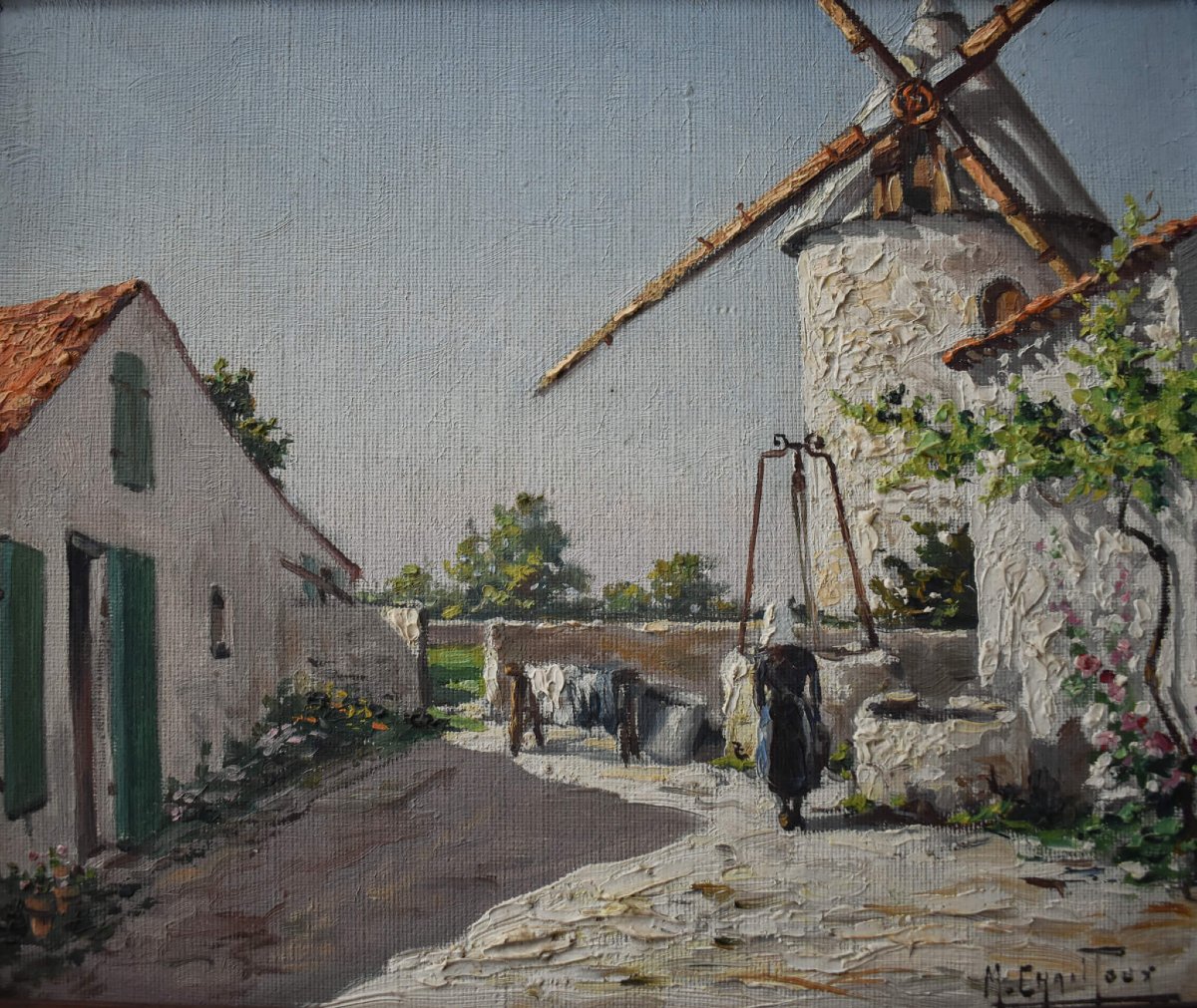 Max Chailloux - Scène rurale au moulin à vent-photo-2