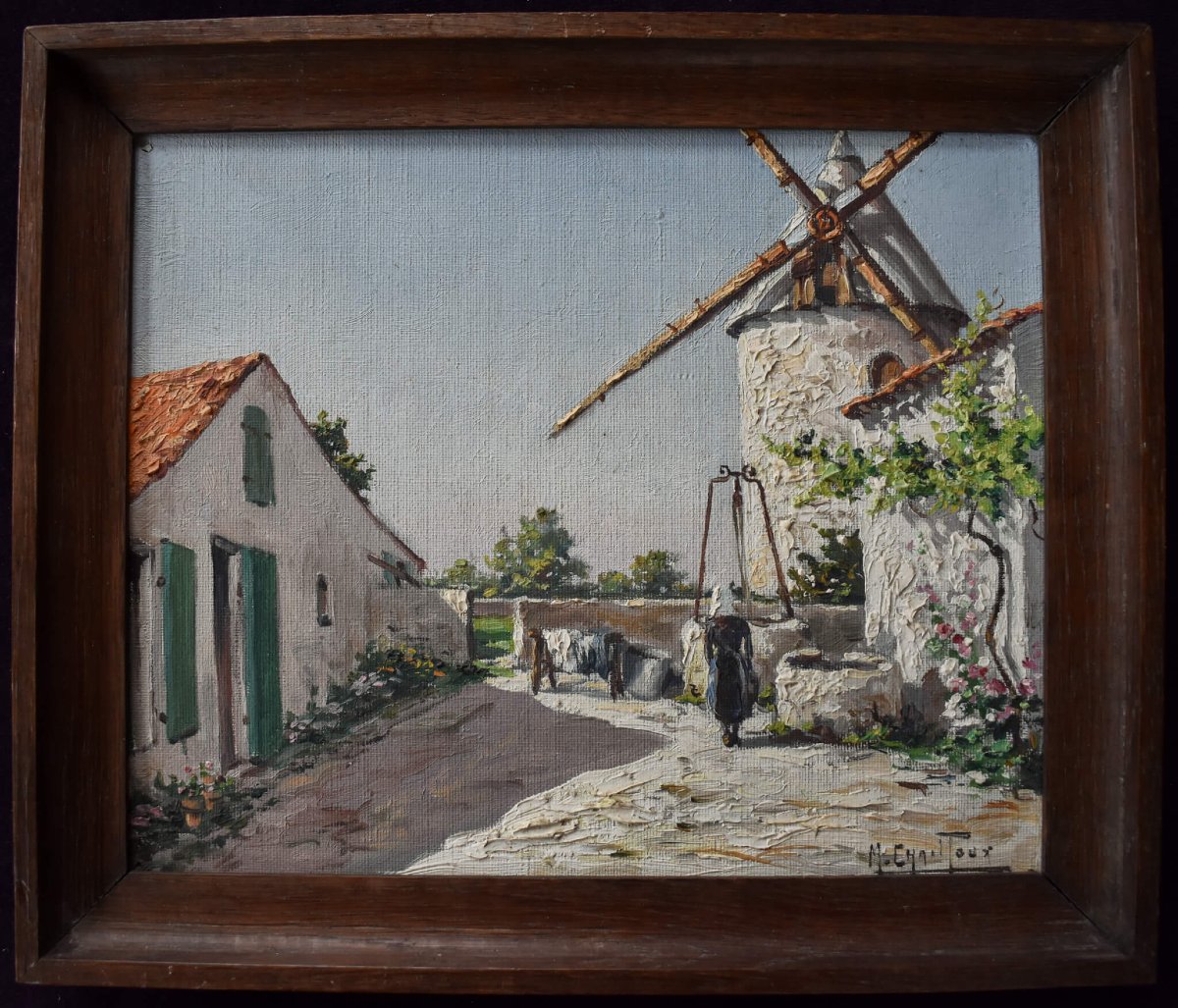 Max Chailloux - Scène rurale au moulin à vent-photo-3