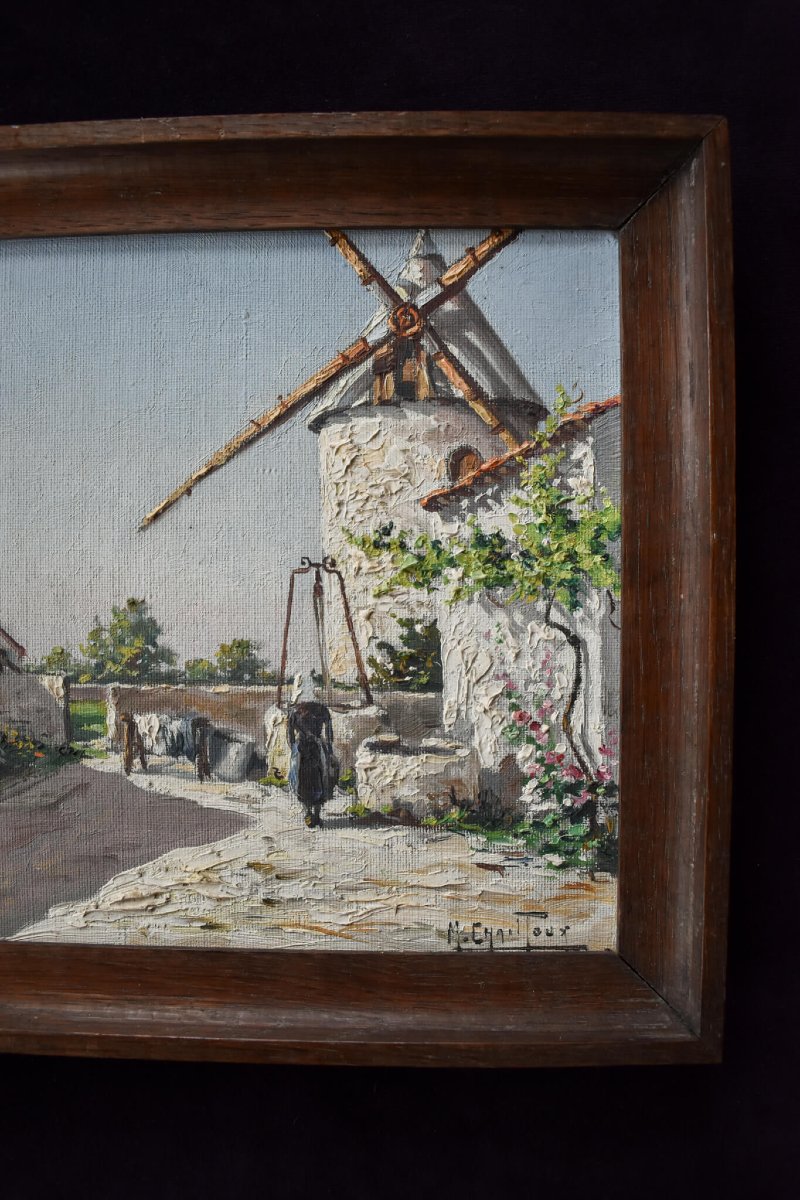 Max Chailloux - Scène rurale au moulin à vent-photo-4
