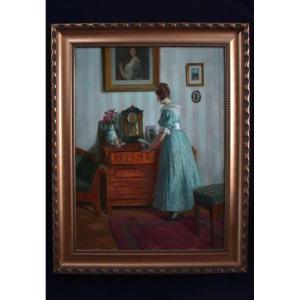 Robert Scheffer - Scène d'intérieur Biedermeier