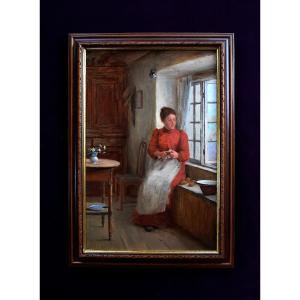 William Eadie - Woman Peeling Potatoes At The Window