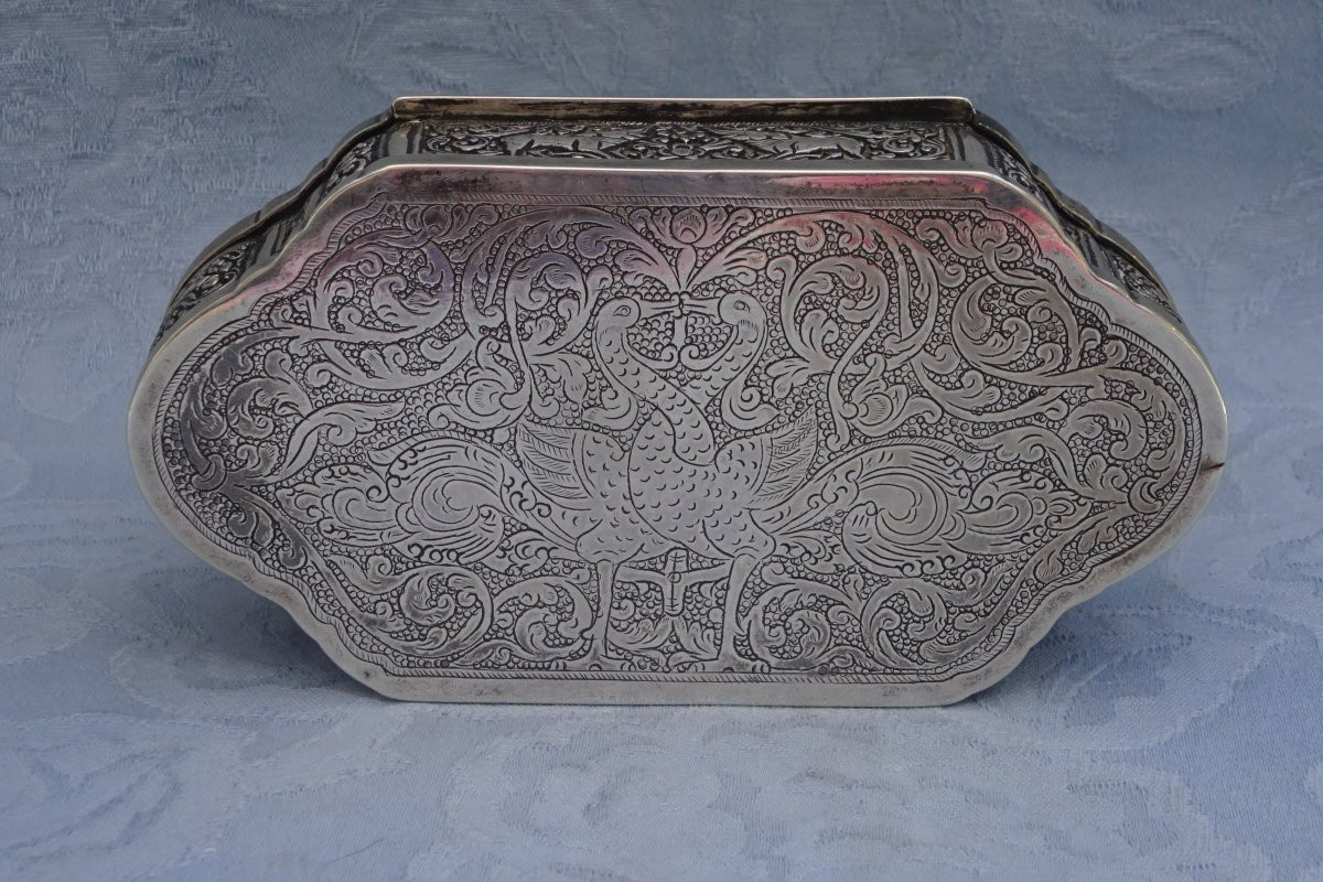 Antique 19th Century Silver Sri Lankan Tobacco Box -photo-3
