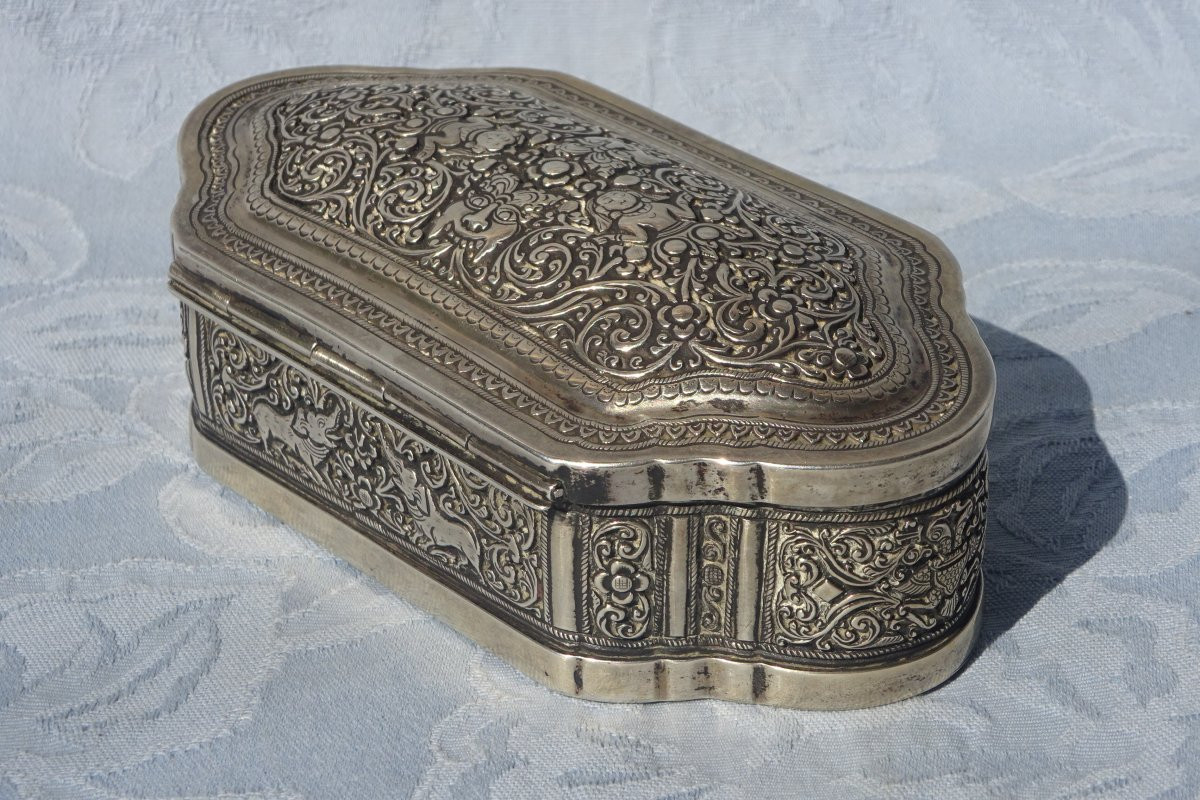 Antique 19th Century Silver Sri Lankan Tobacco Box -photo-3