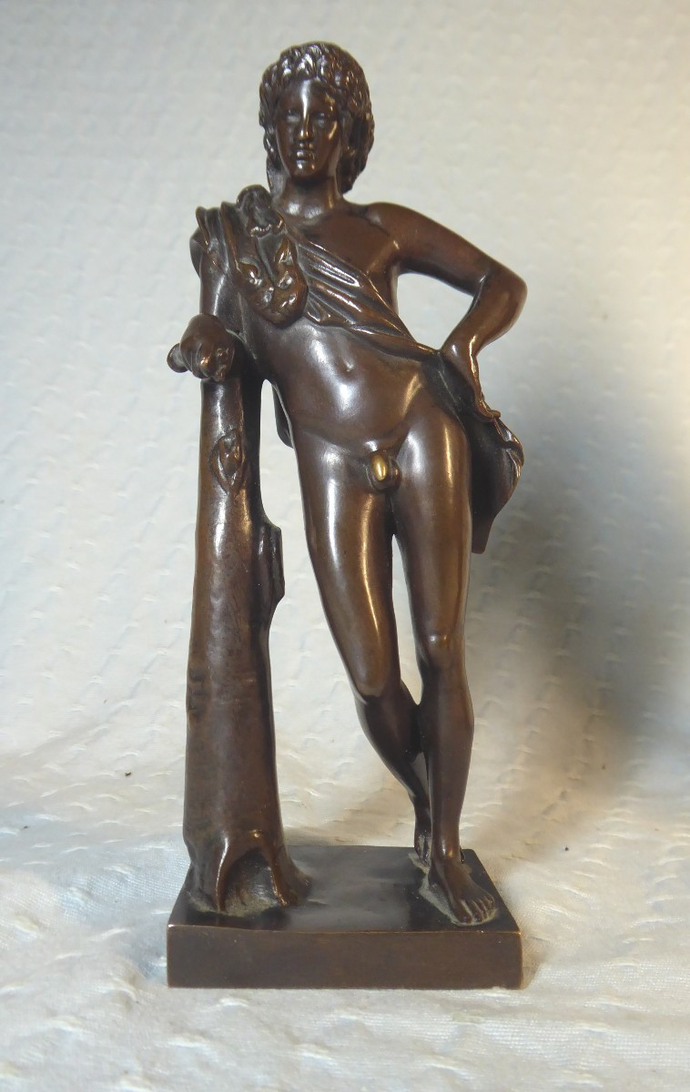 Statuette Barbedienne en bronze d'un satyre de Praxitèle,  XIXe siècle.-photo-2