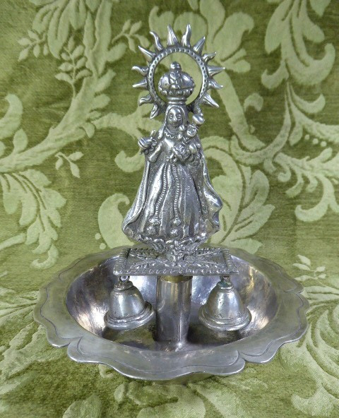 Vierge à l'Enfant en argent, style colonial espagnol, XIXe siècle-photo-4