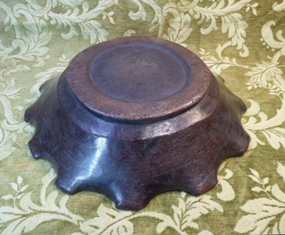 Bol en bois à lobes inhabituel, XVIIIe/XIXe siècle-photo-2