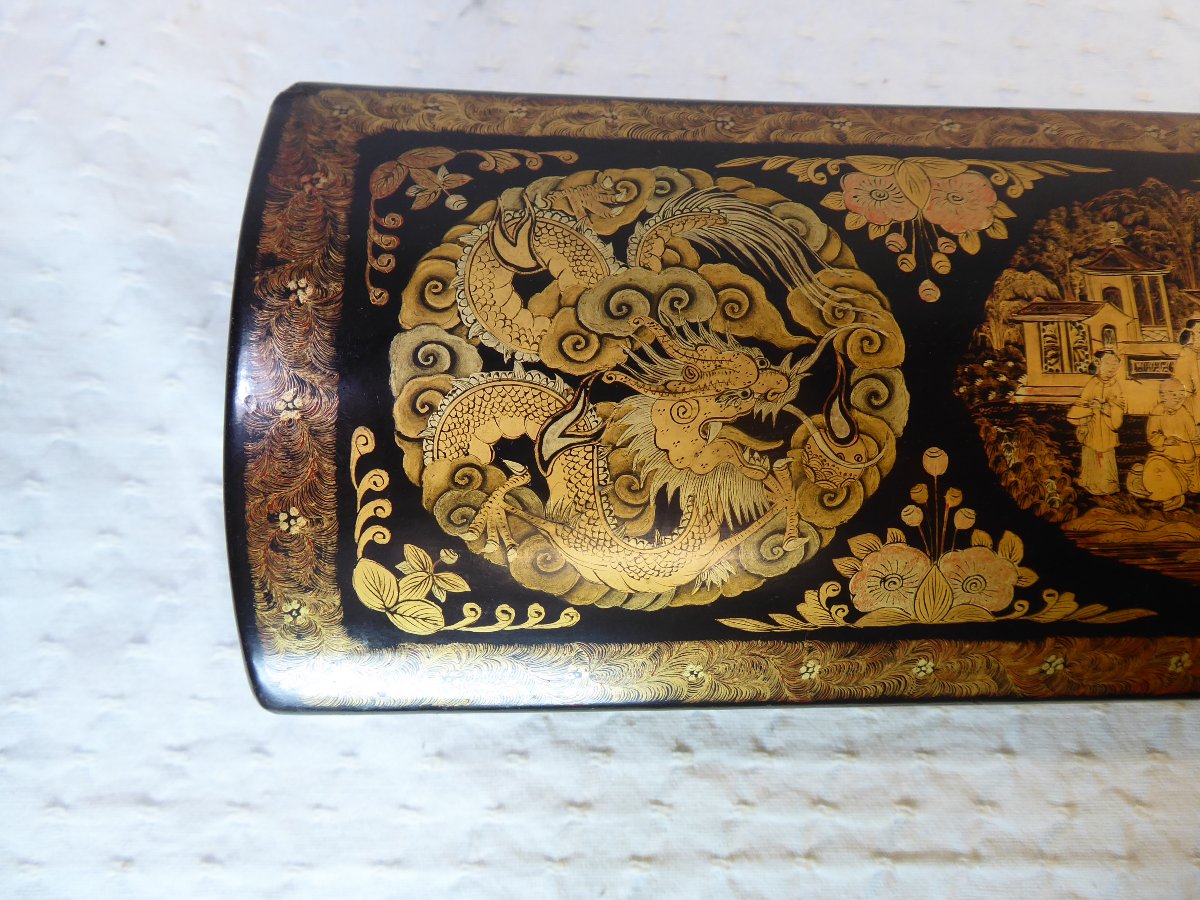Chinese Box In Black Lacquer With Gold Leaf, 19th Century.-photo-3
