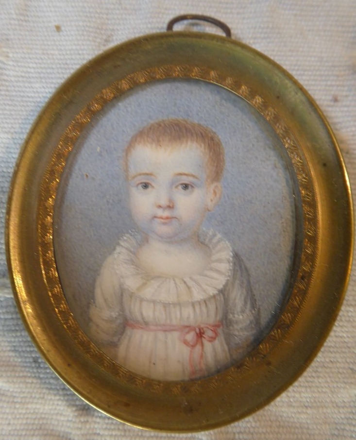 Miniature Of A Baby In A Gilded Frame (circa 1840)