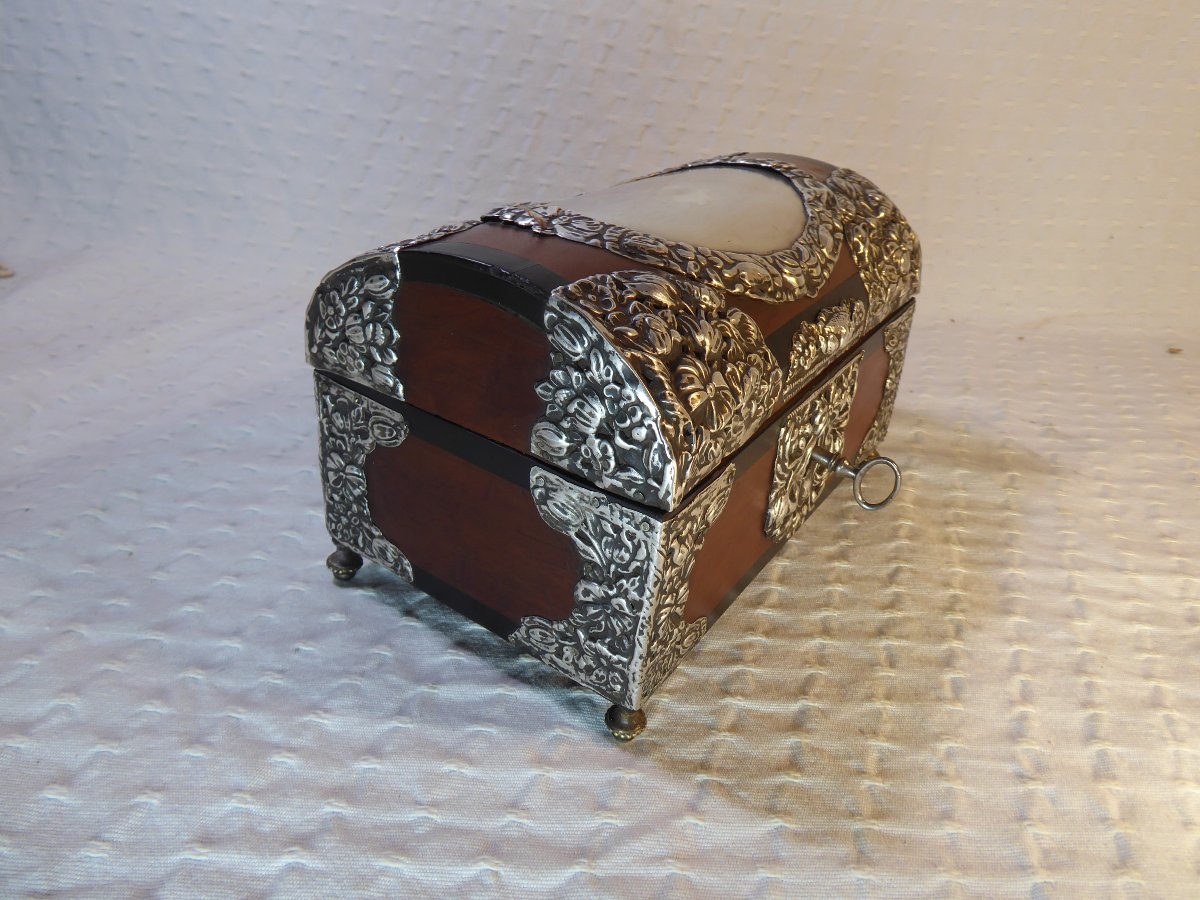 Coffret d'époque coloniale espagnole à garnitures en argent (XVIIIe-)-photo-4