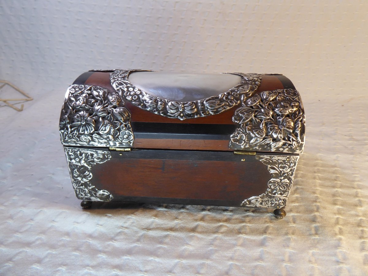 Coffret d'époque coloniale espagnole à garnitures en argent (XVIIIe-)-photo-1