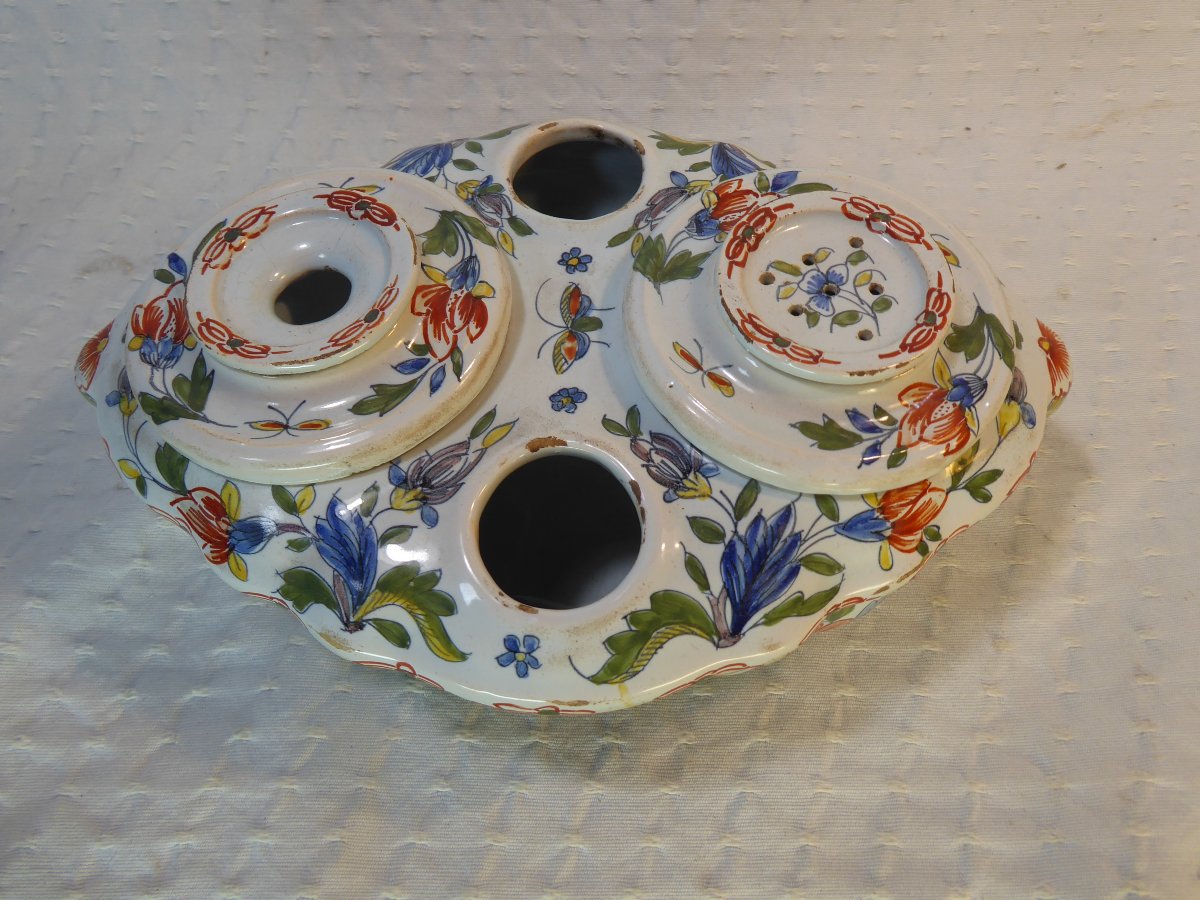 Rouen Earthenware Inkwell (18th Century)
