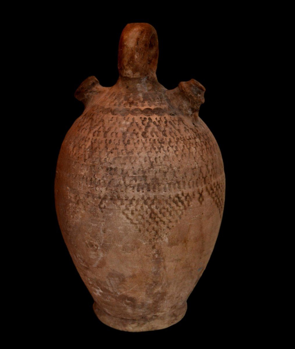 Gargoulette Berbère, Ht 44 cm, terre cuite peinte à la main, Haouz, Maroc, début du XXème S-photo-3