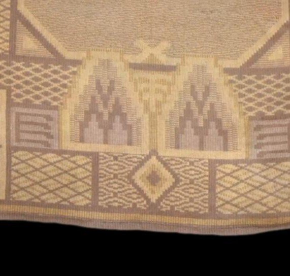 Old Mat, 136 Cm X 197 Cm, Mauritania, Ksour Tower Decor, Before 1950, Good Condition-photo-1